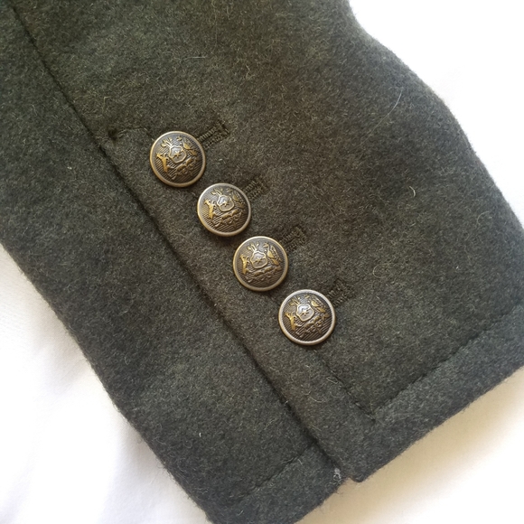 Dark Green Wool Blazer with Faux Fur Collar - Picture 5 of 5